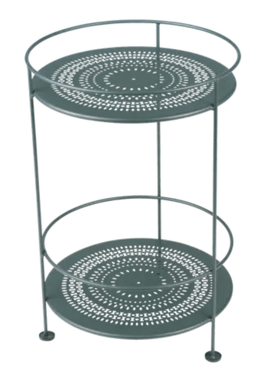 Load image into Gallery viewer, Guinguette Side Table with Perforated Double Top - Custom Wood DesignsFermob Guinguette side table with perforated double top in green metal, modern outdoor furniture for patio or garden.Side Table24575188415223Candied Orange
