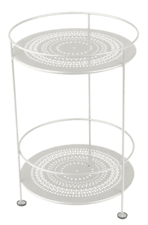 Guinguette Side Table with Perforated Double Top - Custom Wood DesignsFermob Guinguette side table with perforated double top in clay color, showing a stylish metal table with a perforated surface.Side Table24575186294327ClayGrey