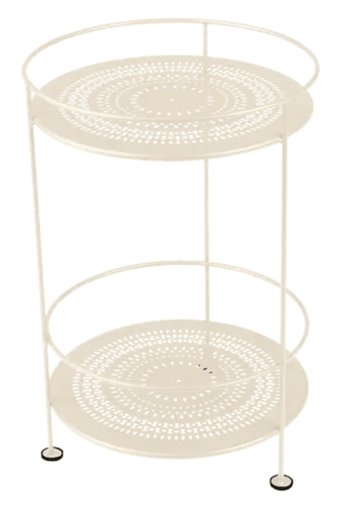 Load image into Gallery viewer, Fermob Guinguette side table with perforated double top in metal, featuring a stylish, perforated design and a sturdy structure.
