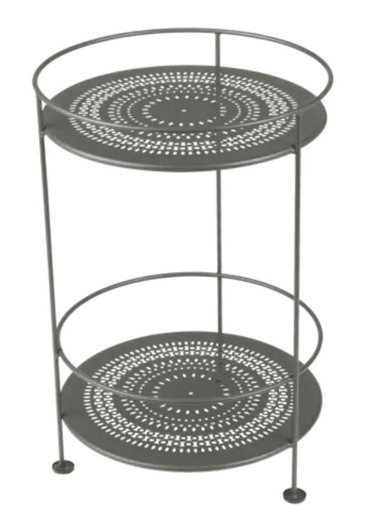 Load image into Gallery viewer, Fermob Guinguette side table with perforated double top and metal frame, perfect for outdoor or patio use.

