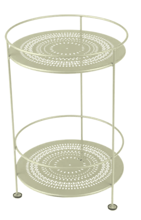 Load image into Gallery viewer, Guinguette Side Table with Perforated Double Top - Custom Wood DesignsWillow green Fermob Guinguette side table with perforated double-top and metal construction, suitable for outdoor or indoor use.Side Table24575186890935Willow Green
