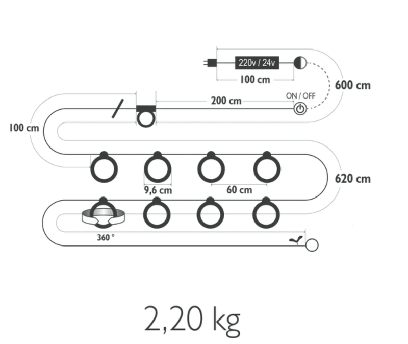 Load image into Gallery viewer, HOOPIK String Lights L1200 cm Outdoor Lighting - Custom Wood DesignsFermob HOOPIK string lights, 1200 cm outdoor lighting for restaurants and hotels, hanging in an outdoor setting.Fermob Lamp24575195794903CactusE &amp; F France Germany
