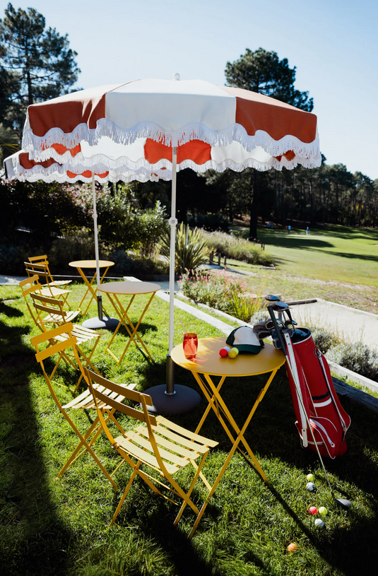 Fermob aluminium parasol with 250cm diameter, UV-resistant outdoor parasol for commercial or hotel outdoor spaces.