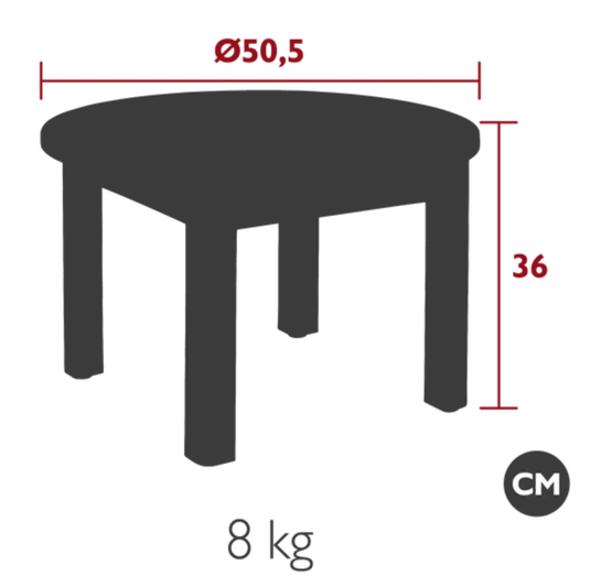 Fermob IBIZA low round outdoor teak table with 50cm diameter, featuring a smooth teak surface and sturdy design.