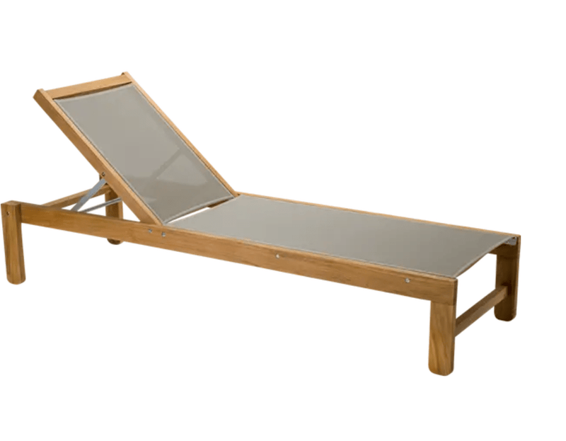 Load image into Gallery viewer, Fermob IBIZA teak outdoor sunlounger with adjustable backrest on a patio, ideal for relaxing outdoors in Ireland.
