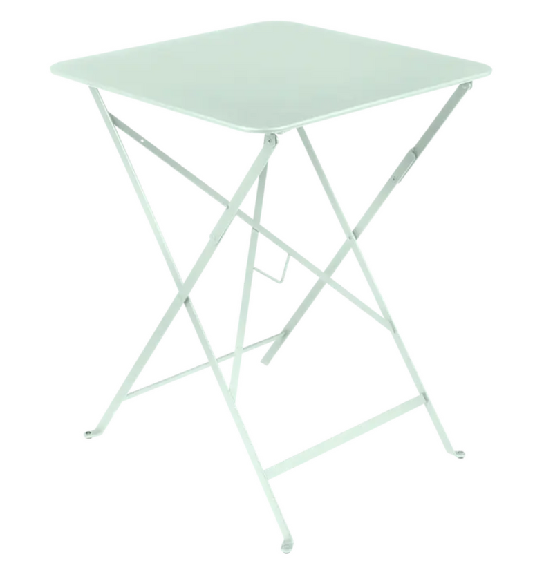 Load image into Gallery viewer, Ice mint Fermob foldable metal bistro table, 57x57 inches, outdoor cafe table with a sleek, modern design.
