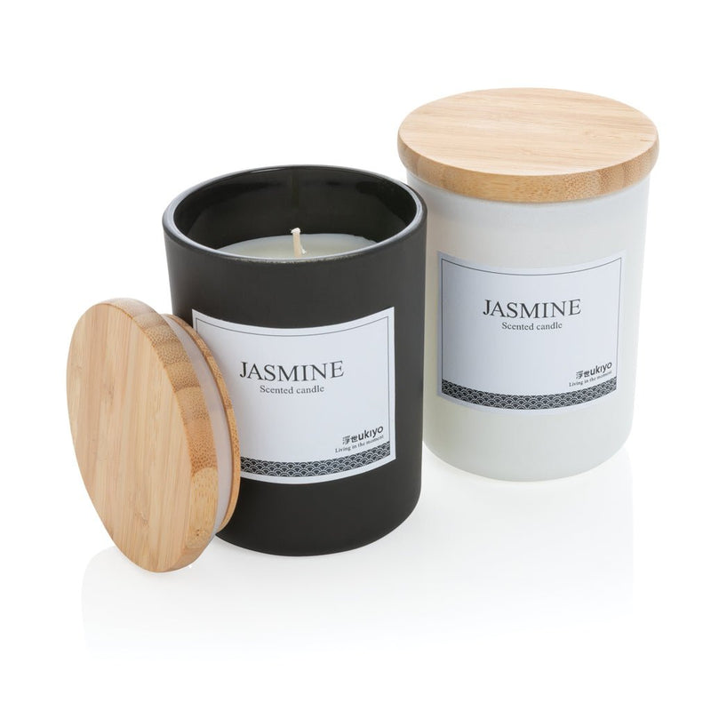 Load image into Gallery viewer, Inner Peace Gift Set Box - Custom Wood DesignsUkiyo deluxe scented candle with bamboo lid, displayed in a cozy home setting, showcasing its elegant design and warm glow.Gift Set Box24575222434327
