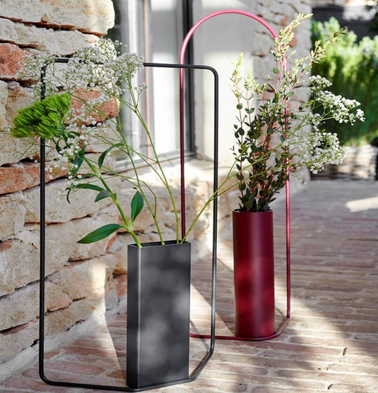 Fermob Itac rectangular vase, 62cm tall, made of durable material, with a sleek modern design and smooth rectangular shape.