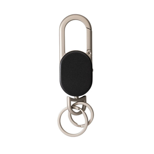 XD Collection dual keyfinder keychain with custom wood design, zinc alloy, black finish, for locating keys, phone, and tablets.