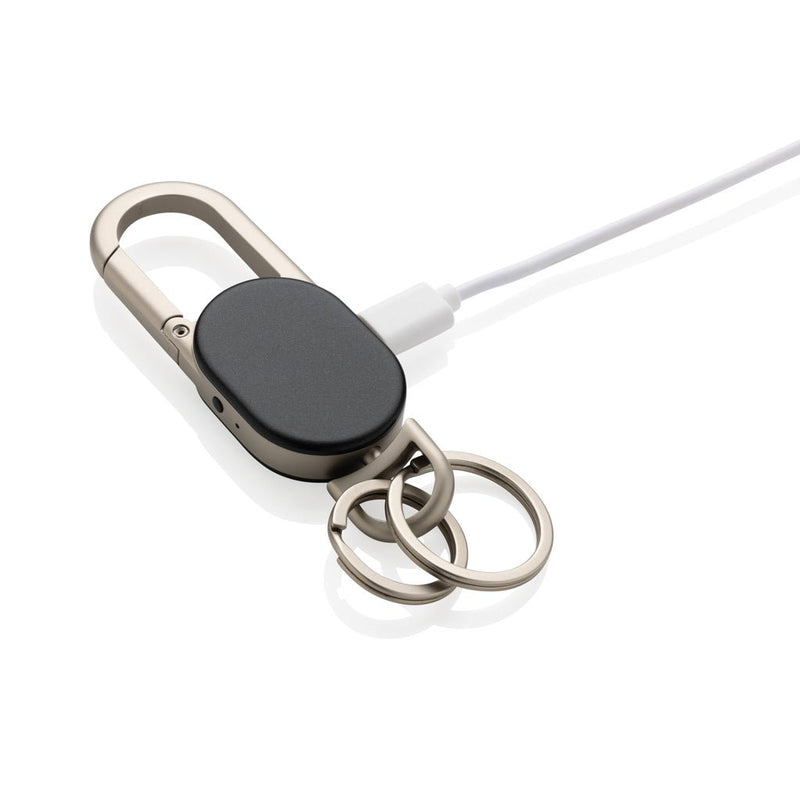 Load image into Gallery viewer, XD Collection Dual Keyfinder keychain with custom wood design and worldwide locating feature for phone and tablet accessories.
