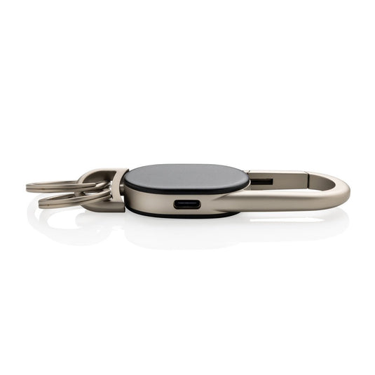 XD Collection Keyfinder Dual keychain with worldwide locating, custom wood design, zinc alloy, for phone and tablet accessories.