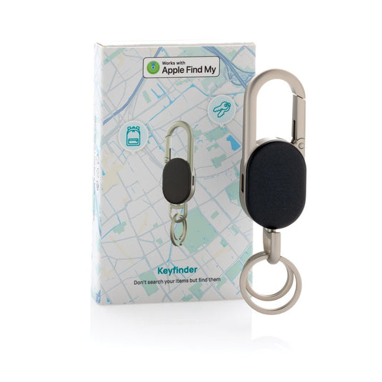 XD Collection dual keyfinder keychain with worldwide locating feature, custom wood design, zinc alloy, for phone and tablet accessories.