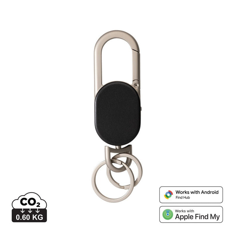 Load image into Gallery viewer, XD Collection dual keyfinder keychain with custom wood design, zinc alloy, for locating keys, phones, and tablets worldwide.
