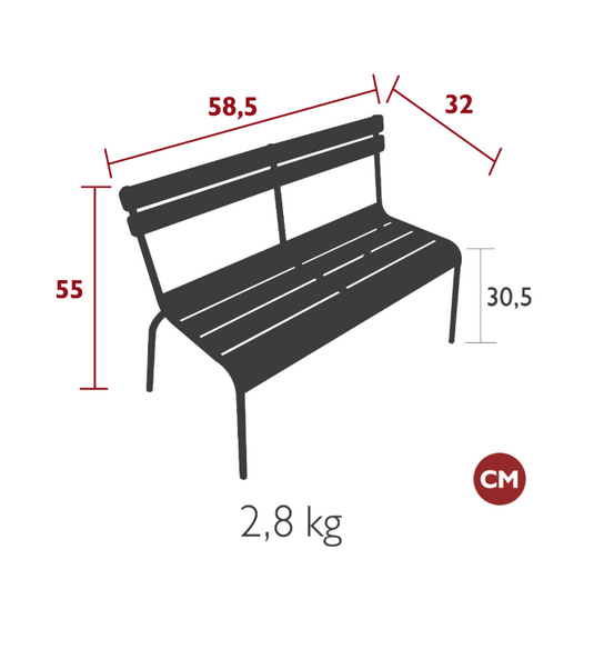 Fermob Luxembourg Kid Bench, a colorful wooden children’s corner contract bench with a smooth finish and sturdy design.