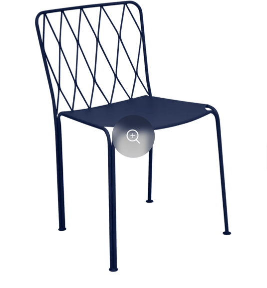 Kintbury Chair Stackable Outdoor Metal Chair - Custom Wood DesignsStackable Fermob outdoor metal chair in deep blue, designed for outdoor dining and patio use, featuring a sleek, modern style.Outdoor Metal Chair Fermob24575204092439Deep Blue