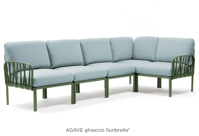 Load image into Gallery viewer, Komodo 5 Modular Outdoor Sofa - Custom Wood DesignsKomodo 5 Modular Outdoor Sofa by Custom Wood Designs, featuring a sleek outdoor seating arrangement with plush cushions and a modern design.Komodo Nardi Outdoor Sofa24575203300855Agave Ghiaccio
