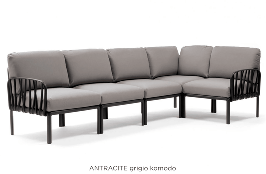 Komodo 5 Modular Outdoor Sofa - Custom Wood DesignsAntracite gray Komodo 5 modular outdoor sofa by Custom Wood Designs, featuring comfortable cushions and modern design for patio seating.Komodo Nardi Outdoor Sofa24575202373175Antracite Grigio