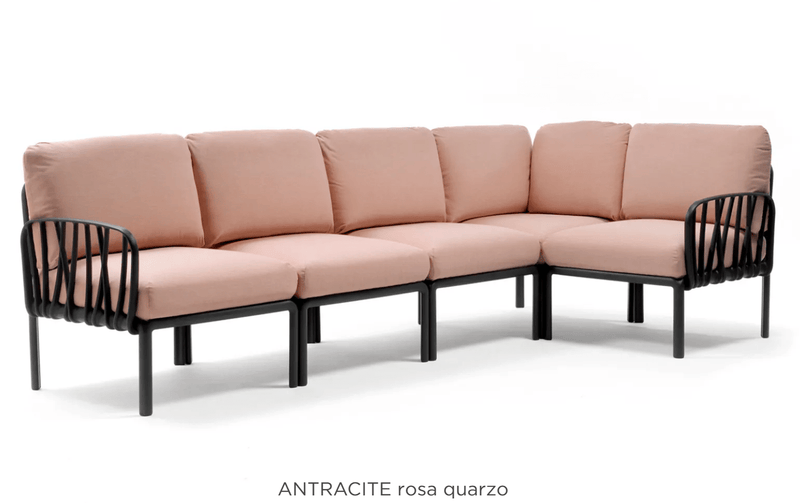 Load image into Gallery viewer, Komodo 5 Modular Outdoor Sofa - Custom Wood DesignsAntracite Rosa Quarzo Sunbrella fabric Komodo 5 modular outdoor sofa by Custom Wood Designs for patio or hotel outdoor spaces.Komodo Nardi Outdoor Sofa24575202240407Antracite Rosa Quarzo
