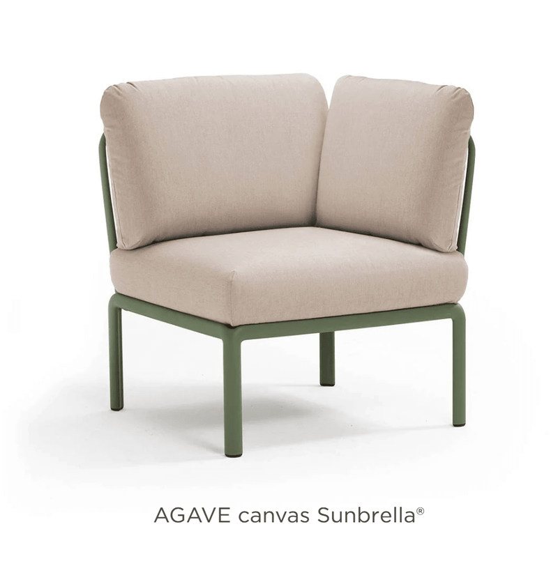 Load image into Gallery viewer, Komodo Corner Module Outdoor Sofa - Custom Wood DesignsNardi Komodo Corner Module outdoor sofa with Agave Canvas Sunbrella fabric, modular outdoor corner sofa for patio or garden.Nardi Sofa Outddor Corner24575207114551Agave Canvas
