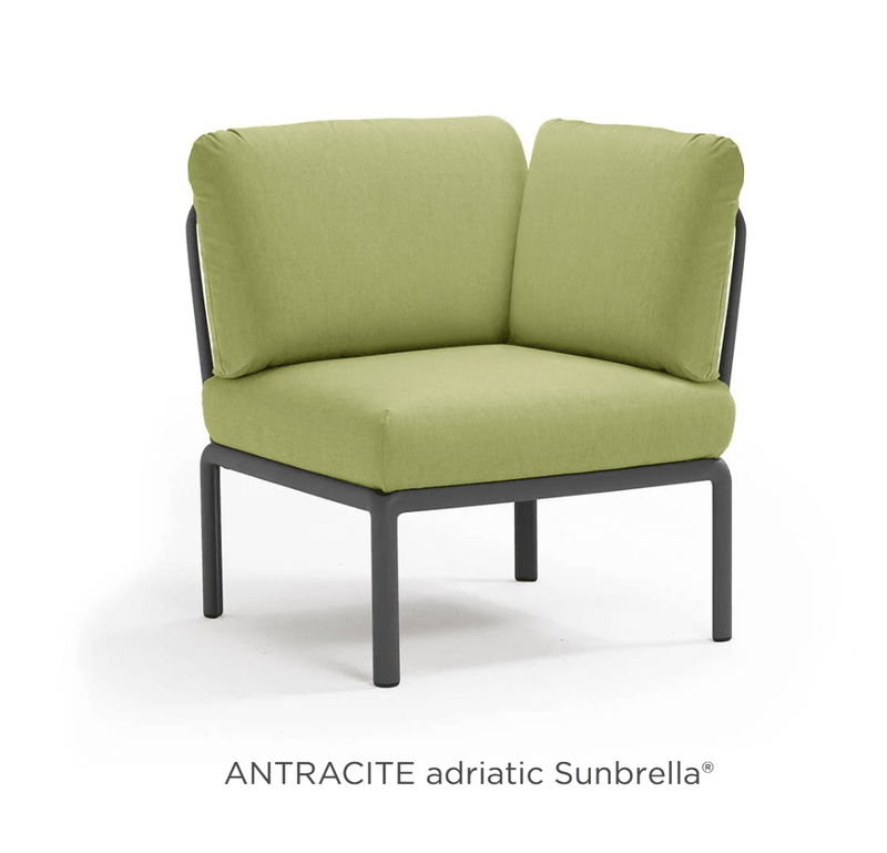 Load image into Gallery viewer, Komodo Corner Module Outdoor Sofa - Custom Wood DesignsNardi Komodo corner outdoor sofa module with avocado Sunbrella fabric, weather-resistant outdoor furniture for patio or garden.Nardi Sofa Outddor Corner24575206517943Anttacite Avocado
