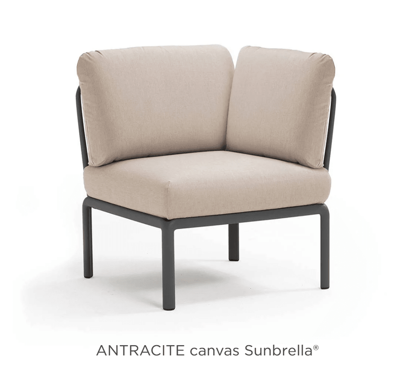 Load image into Gallery viewer, Komodo Corner Module Outdoor Sofa - Custom Wood DesignsNardi Komodo Corner Module outdoor sofa with anthracite Sunbrella canvas fabric, modular design for outdoor lounging.Nardi Sofa Outddor Corner24575206352407Antracite Canvas
