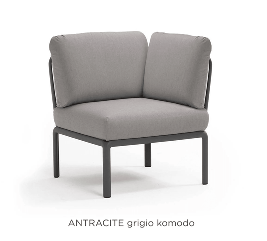 Komodo Corner Module Outdoor Sofa - Custom Wood DesignsNardi Komodo outdoor corner sofa module with antracite Sunbrella fabric, featuring a modern outdoor seating arrangement.Nardi Sofa Outddor Corner24575206054103Anyttacite Grigio