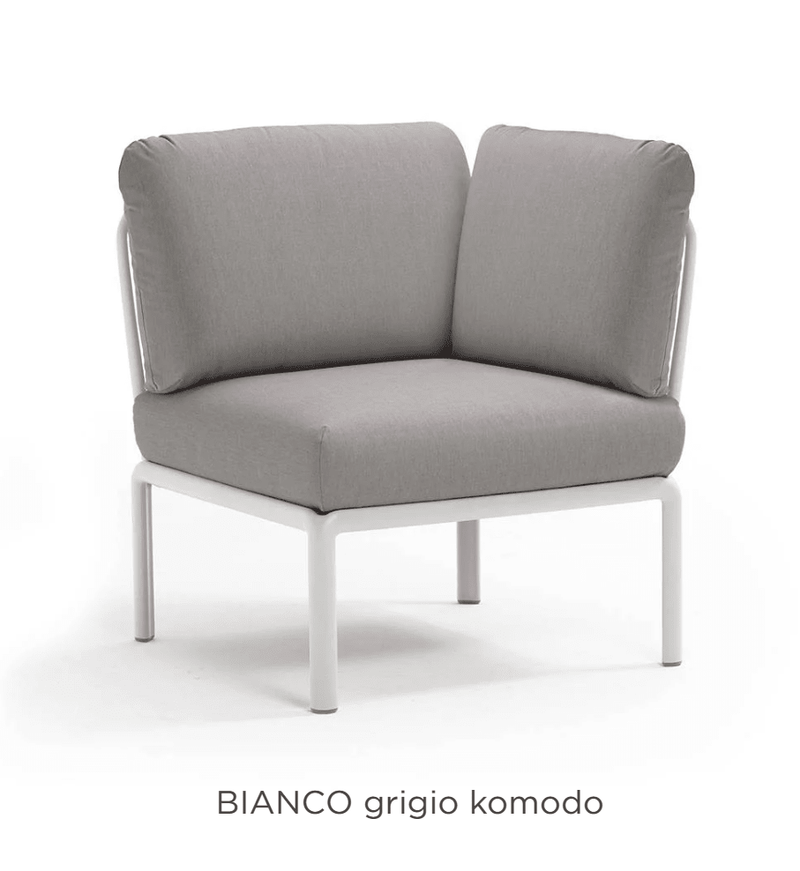 Load image into Gallery viewer, Komodo Corner Module Outdoor Sofa - Custom Wood DesignsNardi Komodo outdoor corner sofa module in Bianco Grigio Sunbrella fabric, suitable for outdoor patio seating.Nardi Sofa Outddor Corner24575205590263Bianco Grigio
