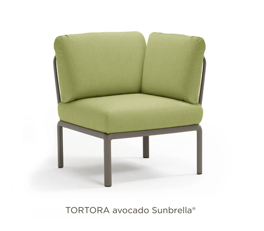 Komodo Corner Module Outdoor Sofa - Custom Wood DesignsNardi outdoor corner sofa module with tortora and avocado Sunbrella cushions, part of the Komodo corner outdoor sofa collection.Nardi Sofa Outddor Corner24575205159191Tortora Avocado