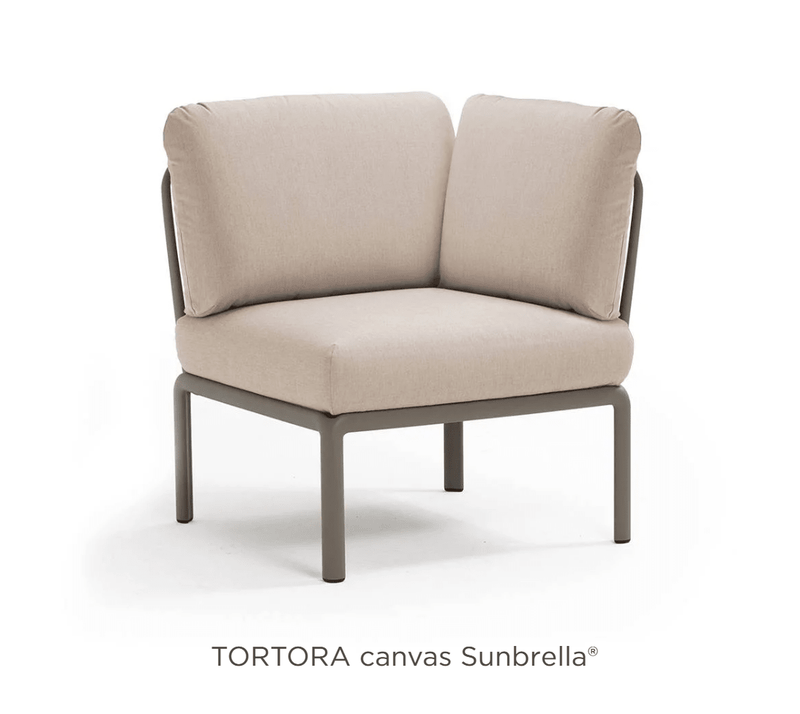 Load image into Gallery viewer, Komodo Corner Module Outdoor Sofa - Custom Wood DesignsNardi Komodo Corner Module outdoor sofa with tortora Sunbrella canvas cushions, modular design for outdoor living spaces.Nardi Sofa Outddor Corner24575205026423Tortora Canvas
