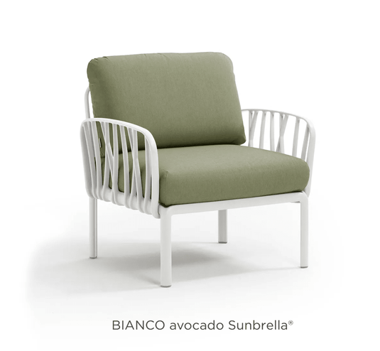 Komodo Poltrona Modular Outdoor Armchair for Sofa - Custom Wood DesignsNardi Komodo outdoor armchair by Custom Wood Designs, part of modular outdoor sofa set, with sunbrella fabric in white and avocado colors.Nardi Outdoor Sofa Poltrona24575215170071Bianco Avocado Sunbrella