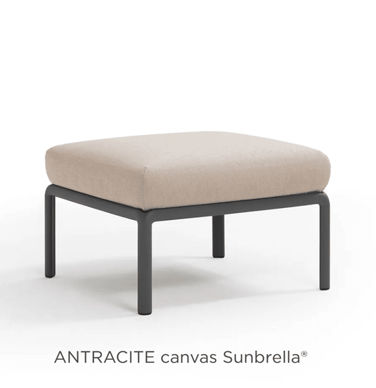 Nardi Komodo Pouf in anthracite canvas, part of the Nardi outdoor sofa Komodo section for modular outdoor seating.