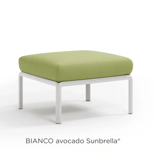 Nardi Komodo Pouf from the outdoor Nardi Komodo sofa section, featuring white and avocado-colored modular seating.