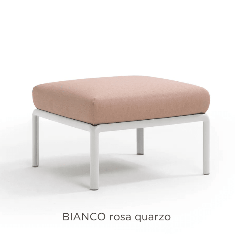 Load image into Gallery viewer, Nardi Komodo Pouf in white and pink, modular outdoor sofa section with plush cushions, ideal for stylish outdoor seating.
