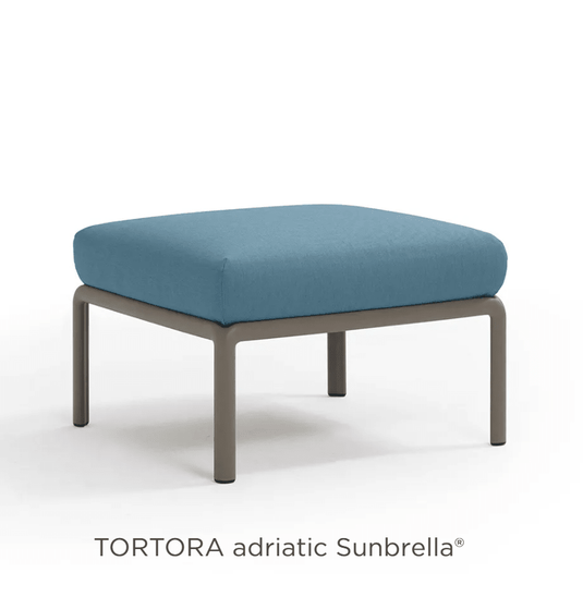 Nardi Komodo outdoor sofa section with tortora-colored modular pouf for stylish outdoor seating in Ireland