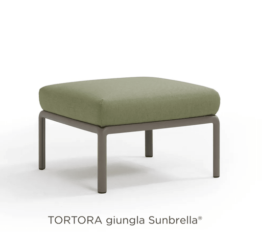 Nardi Komodo Pouf from the Nardi Outdoor Sofa Komodo Section in tortora color, used as modular seating in outdoor setting.