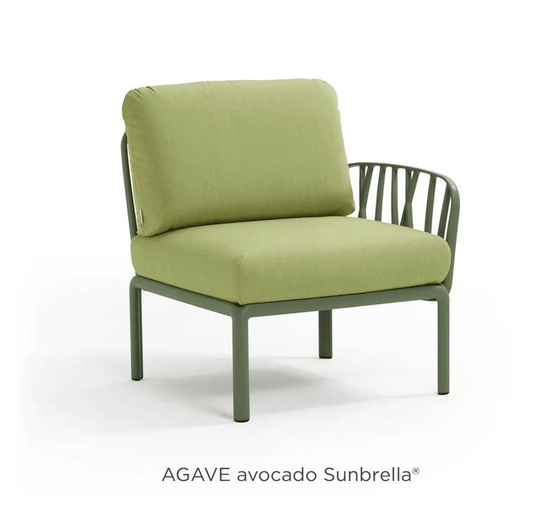 Load image into Gallery viewer, Komodo Terminal Module Outdoor Sofa - Custom Wood DesignsNardi Komodo outdoor sofa module with agave avocado Sunbrella fabric, featuring sleek design and comfortable seating for outdoor spaces.Nardi Outdoor Sofa Komodo24575200494999Agave Avocado
