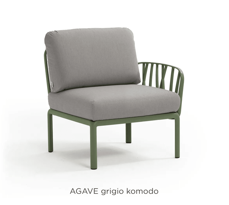 Load image into Gallery viewer, Komodo Terminal Module Outdoor Sofa - Custom Wood DesignsNardi Komodo Terminal Module outdoor sofa in Agave Grigio Sunbrella fabric, with modern design and comfortable seating.Nardi Outdoor Sofa Komodo24575200063927Agave Grigio
