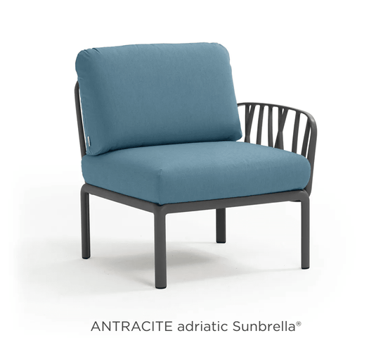 Komodo Terminal Module Outdoor Sofa - Custom Wood DesignsNardi Komodo Terminal Module outdoor sofa in anthracite with Sunbrella fabric, designed for outdoor relaxation and modular comfort.Nardi Outdoor Sofa Komodo24575209765623Anttacite Adriatic