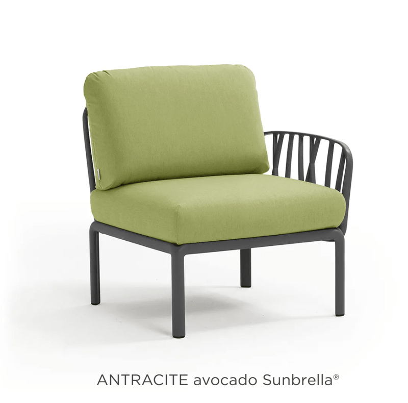Load image into Gallery viewer, Komodo Terminal Module Outdoor Sofa - Custom Wood DesignsNardi Komodo Terminal Module outdoor sofa in antracite and avocado Sunbrella fabric, featuring a modern outdoor furniture designNardi Outdoor Sofa Komodo24575209632855Antracite Avocado
