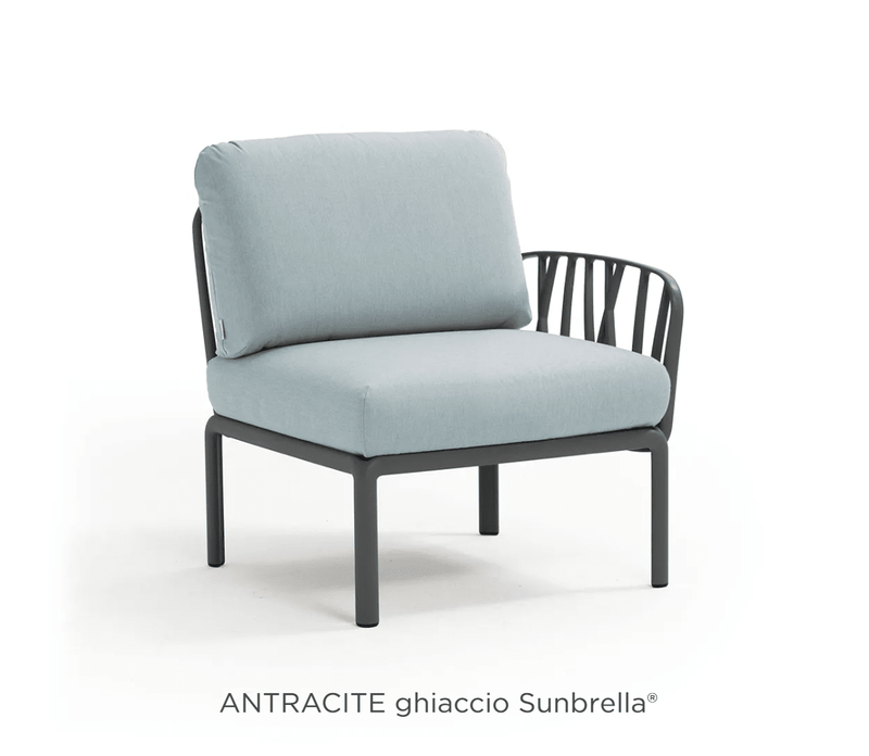 Load image into Gallery viewer, Komodo Terminal Module Outdoor Sofa - Custom Wood DesignsNardi Komodo Terminal Module outdoor sofa in antracite and ghiaccio Sunbrella fabric, showing a modern outdoor living space.Nardi Outdoor Sofa Komodo24575209467319Antracite Ghiaccio
