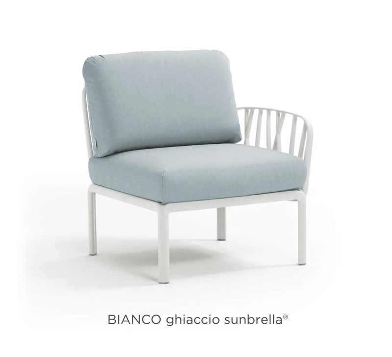 Load image into Gallery viewer, Komodo Terminal Module Outdoor Sofa - Custom Wood DesignsNardi Komodo Terminal Module outdoor sofa in Bianco Ghiaccio Sunbrella fabric, featuring a modern, modular design for outdoor lounging.Nardi Outdoor Sofa Komodo24575208605175Binco Ghiaccio
