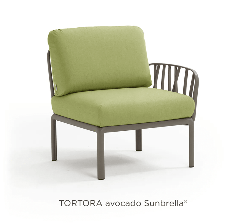 Load image into Gallery viewer, Komodo Terminal Module Outdoor Sofa - Custom Wood DesignsNardi Komodo Terminal Module outdoor sofa in tortora and avocado Sunbrella fabric, designed for modular outdoor seating.Nardi Outdoor Sofa Komodo24575208008567Tortora Avocado
