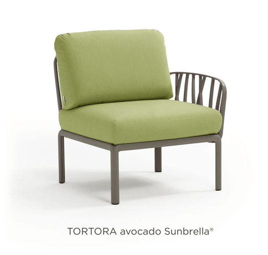 Komodo Terminal Module Outdoor Sofa - Custom Wood DesignsNardi Komodo Terminal Module outdoor sofa in tortora and avocado Sunbrella fabric, designed for modular outdoor seating.Nardi Outdoor Sofa Komodo24575208008567Tortora Avocado