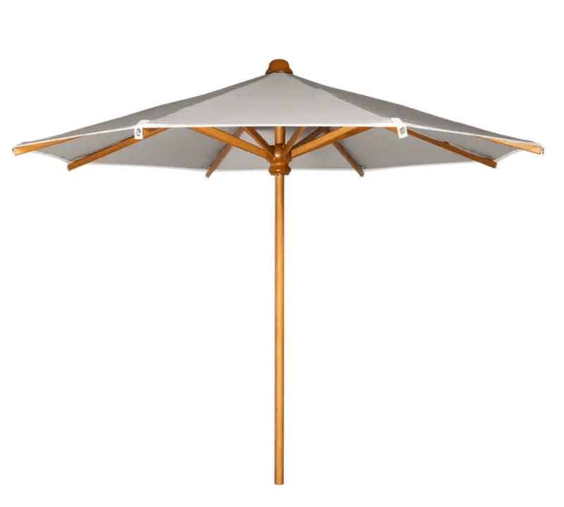 Load image into Gallery viewer, Fermob KOTO teak parasol with pebble-colored canopy, large 200 or 250cm diameter, ideal for outdoor terraces and gardens
