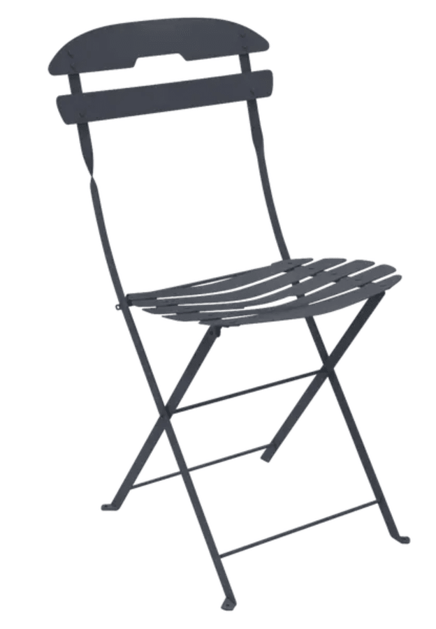 Load image into Gallery viewer, Fermob La Môme Chai folding chair in antracite color, lightweight and foldable, ideal for patio and outdoor seating.
