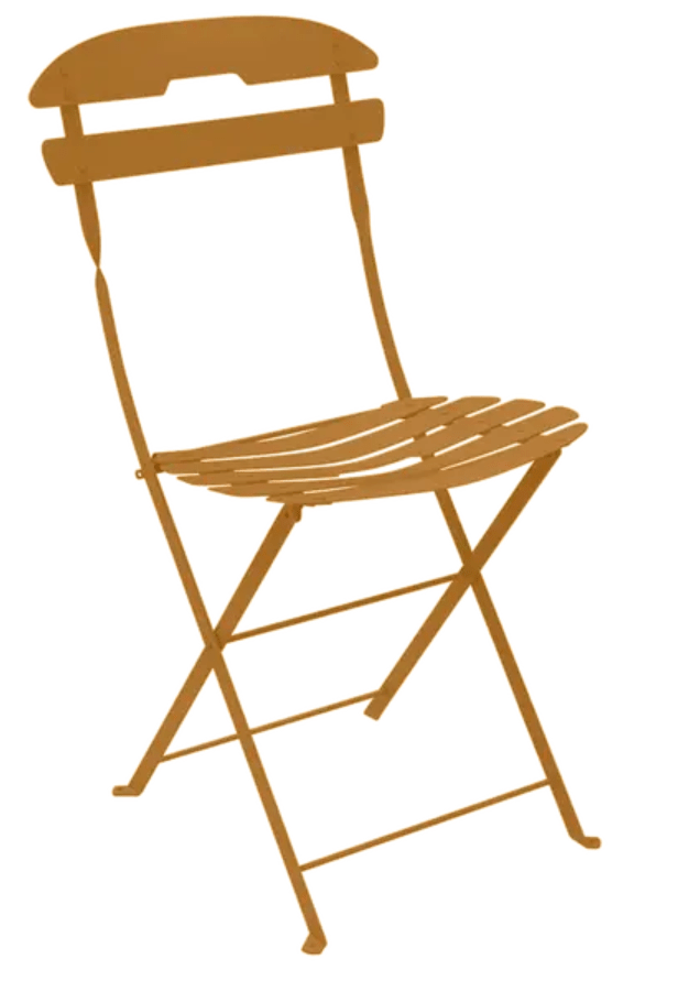 Load image into Gallery viewer, Fermob La Môme Chai folding chair in gingerbread color, lightweight patio furniture with a sleek, foldable design for outdoor use.
