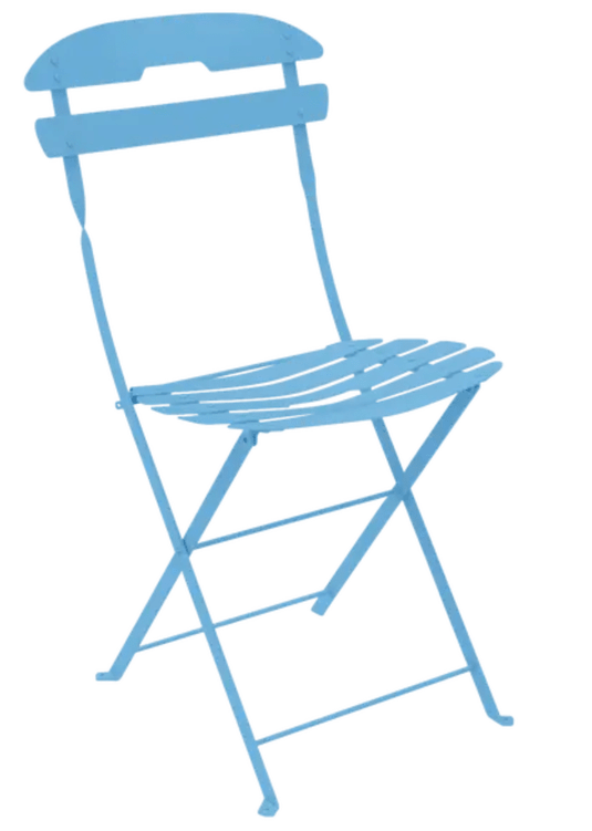 Fermob La Môme Chai folding chair with colorful, lightweight design, suitable for patio and outdoor seating.