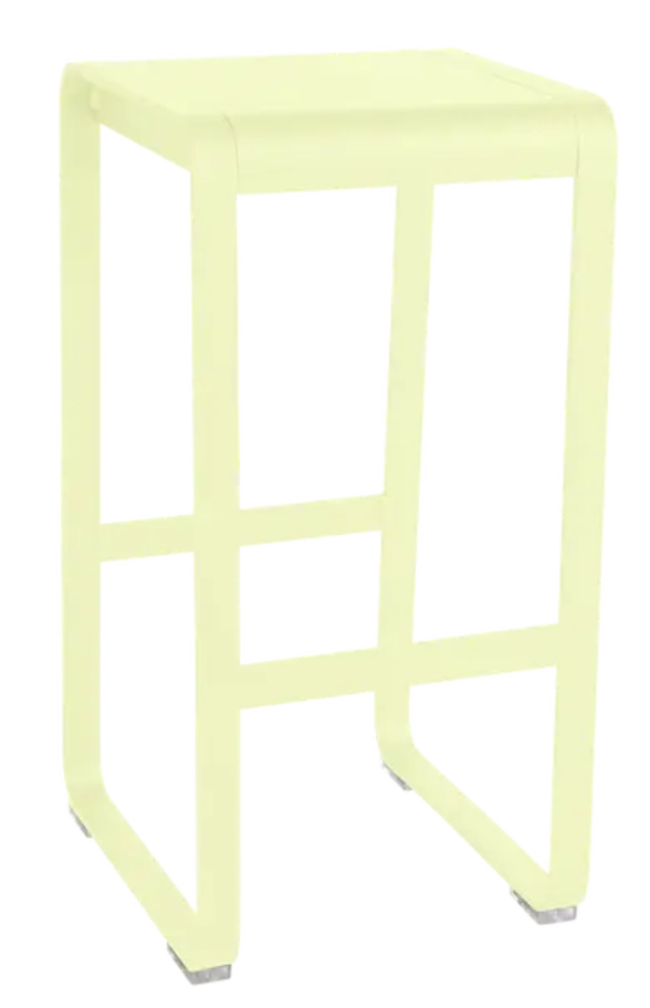 Load image into Gallery viewer, Fermob Bellevie high bar stool with lemon yellow finish, outdoor furniture, modern design, suitable for kitchen or patio use
