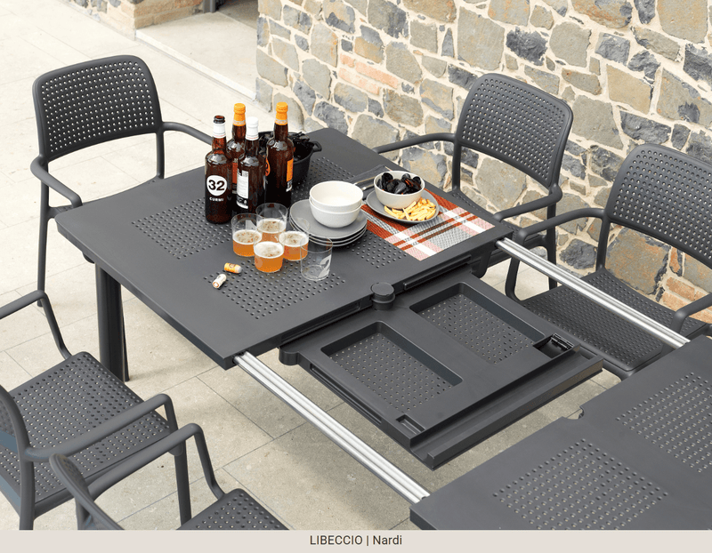 Load image into Gallery viewer, Libeccio Extensible Table - Custom Wood DesignsNardi Libeccio extensible outdoor table in antracite finish, showcasing its sleek design and extendable surface for outdoor dining.Outdoor Table Nardi24575205075895Bianco
