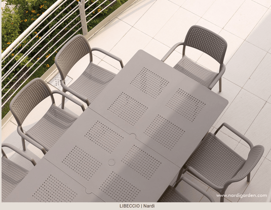 Libeccio Extensible Table - Custom Wood DesignsNardi Libeccio extensible outdoor table in tortora color with a sleek design, suitable for garden or patio use.Outdoor Table Nardi24575205075895Bianco